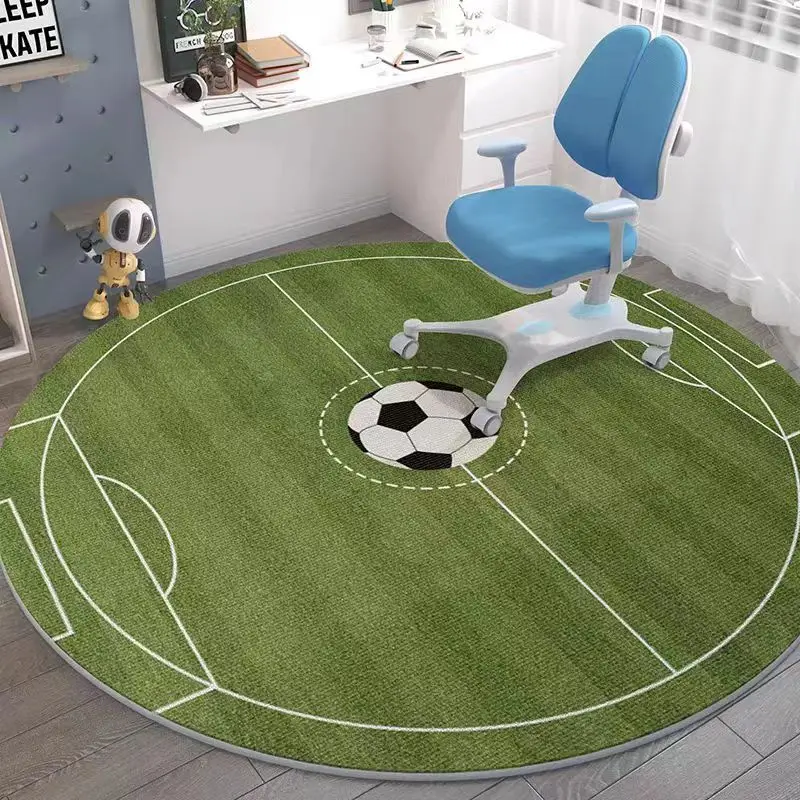 Space Exploration Circular Rug – Astronaut & Planet Design Anti-Slip Mat for Kids Room, Playful Home Decor