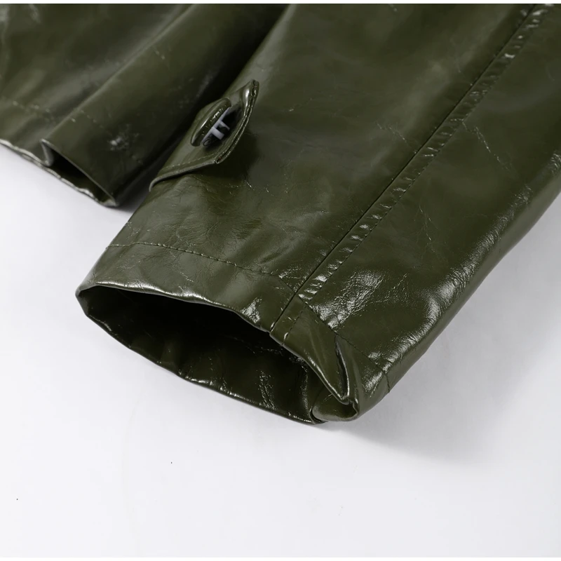Solid PU Leather Women's Jacket Mini Skirt Set Lapel Neck Full Sleeve Double Breasted Coat Suit 2025 Autumn Stylish Edgy Outfit
