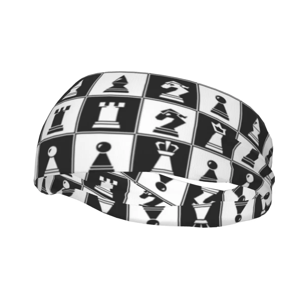 Sports Headband Chess Pattern Running Fitness Sweatband Absorbent Cycling Jog Hair Bandage