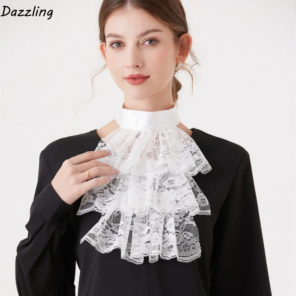 

Шикарный съемный воротник эпохи Возрождения, винтажный многослойный елизаветинский воротник, оперный викторианский костюм, воротник с рюшами, косплей