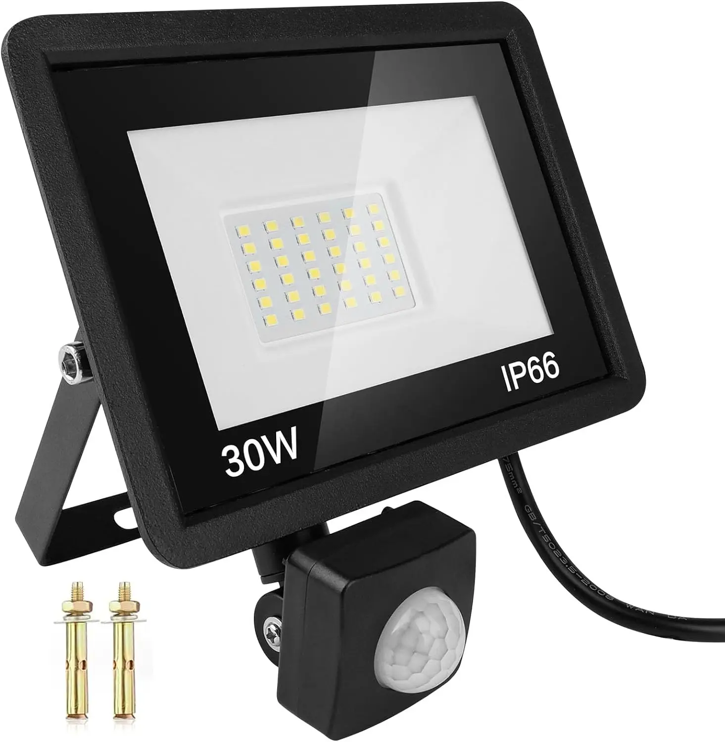 30W Veiligheidslichten Buiten Bewegingssensor Led Schijnwerper Daglicht Ip66 Waterdichte Verlichting Voor Tuin Achtertuin