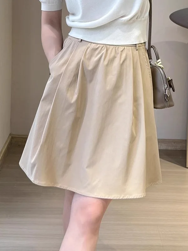 Falda Retro holgada de cintura alta con forma de paraguas para mujer, falda f de verano 2025, falda adelgazante que cubre carne