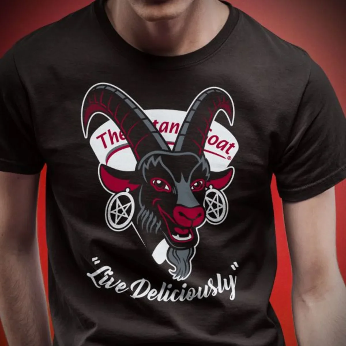 

The Satanic Goat Lucifer Satan Devil T-Shirt 100% Cotton O-Neck Summer Short Sleeve Casual Mens T-shirt Size S-3XL