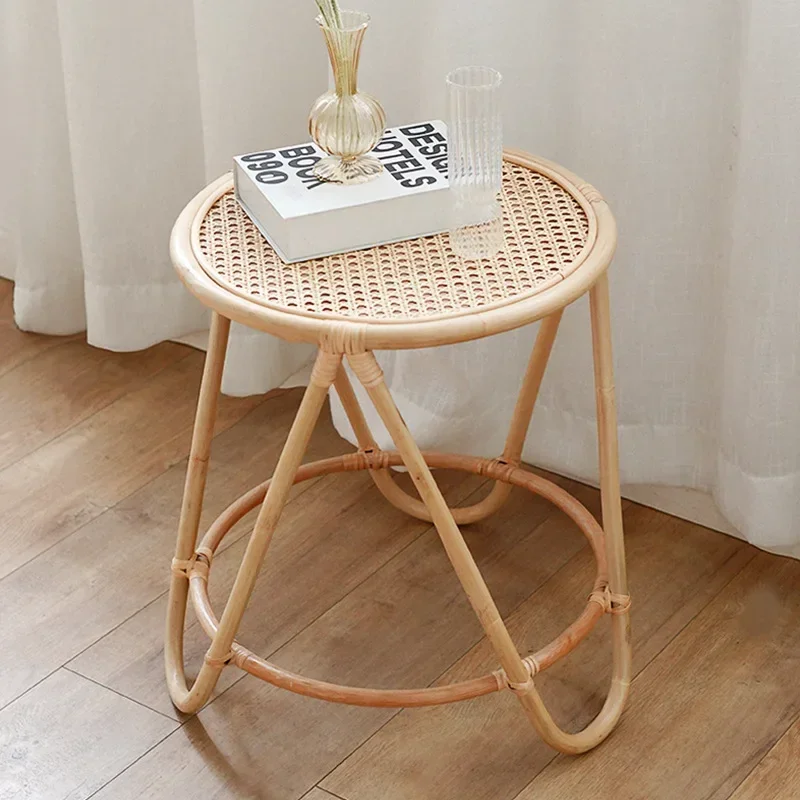 Unique Handmade Cane Woven Center Table,Living Room,Multifunctional Coffee and Bedside Table, Creative Sofa Side Tables, Elegant