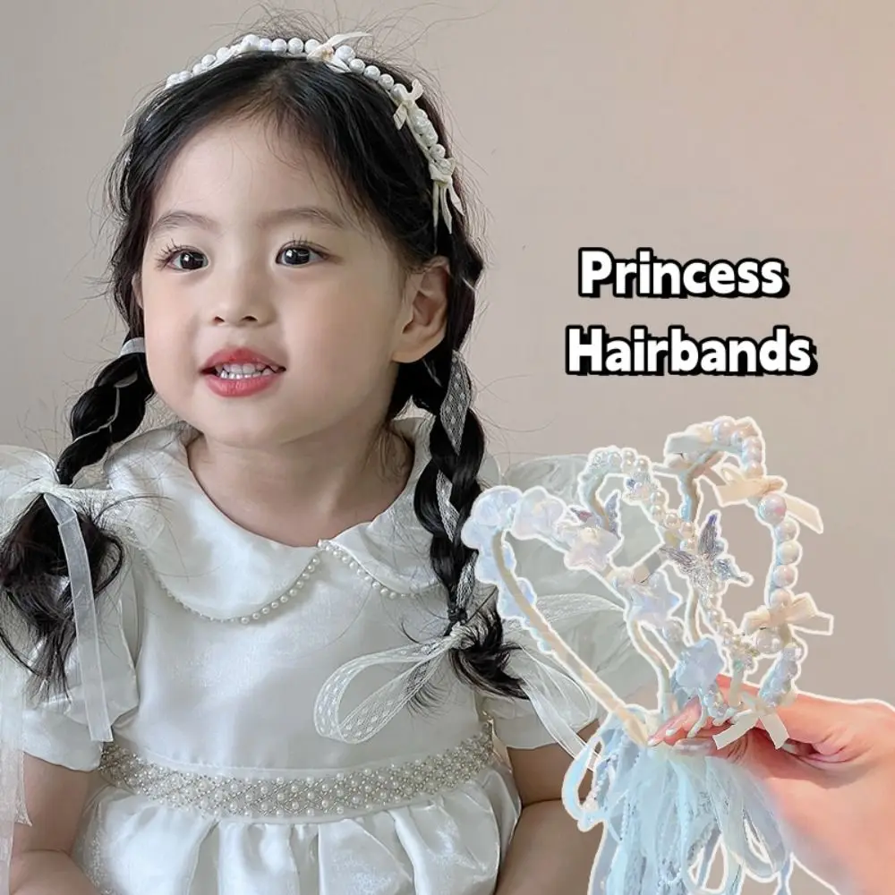 

New White Pearl Bow Hairbands Korean Sweet Princess Hair Hoop Flower Cute Children Headband Hair Accessories