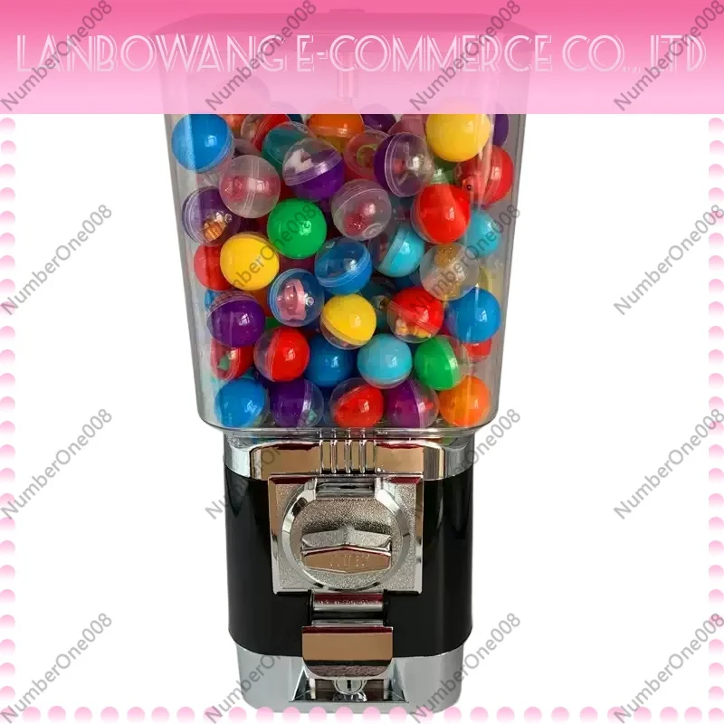 Coin Operated Bubble Ball Gumball Vending Machine with Cash Box, Candy Capsule Toy Dispenser for Business