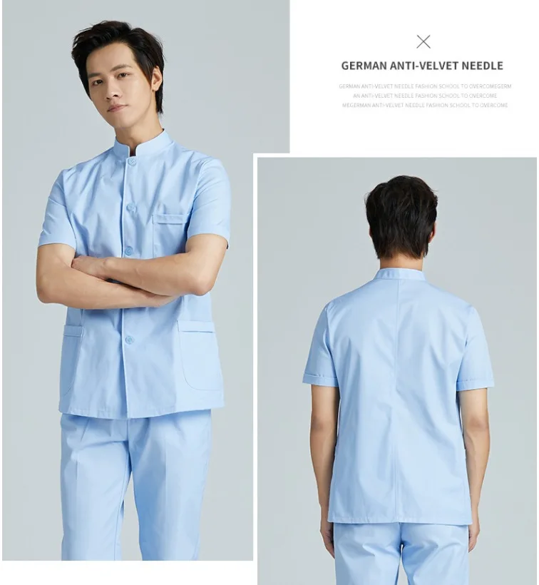 Medical Scrubs Set for Men Short Sleeve Nurse Uniform for Doctor Dentist