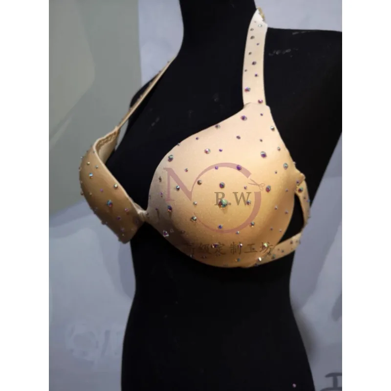 Sutiã solto com estampagem quente personalizado, traje de performance de dança do ventre, tamanho de copo reunido, sutiã de dança do ventre, roupa de dança exótica