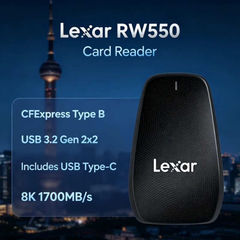 Lexar RW550 8K 20Gbps USB 3.2 Gen 2x2 CFexpress Type B Reader USB Type-C Card Reader for Data Transfer