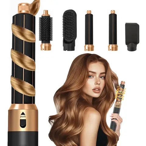 5-in-1 automatischer Lockenwickler mit Griff, schnelle Wärmebürste, Glättkamm, Haartrockner, Haarschönheitswerkzeuge, Föhn, Lockenstab