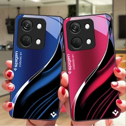 Deep Blue Fashion For OnePlus Nord 3 5 6T 7 Pro 8 12 10T Reno8 Lite 5G 10R Nord N30 Hard Shell Tempered Glass Phone Case Black