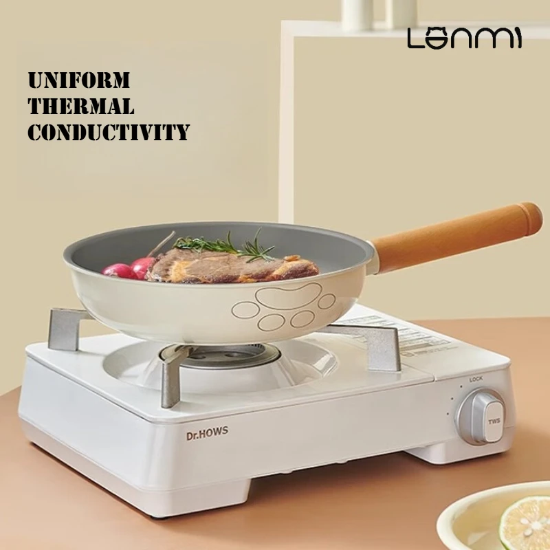 LANMI 24CM 0 Fluorine Coated Ceramic Non-stick Pan Frying Pan Steak Frying Pan Wok Pan Gas Induction Cooker General Purpose view 5