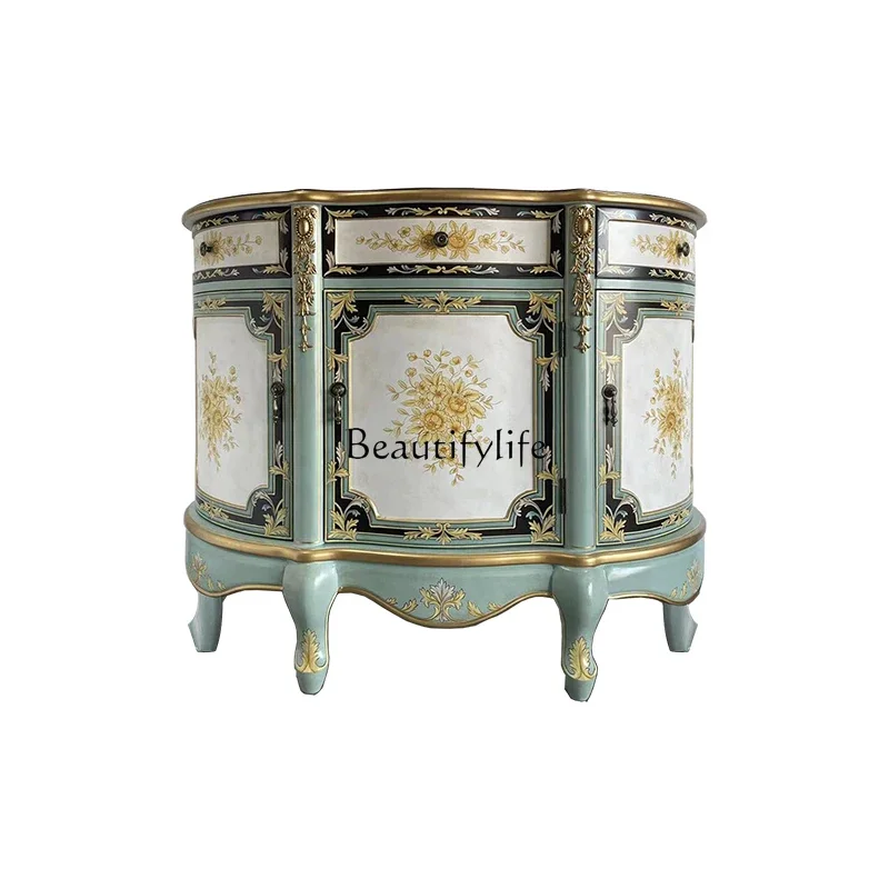 

ls 04European painted entrance cabinet light luxury solid wood dining side cabinet entry American foyer