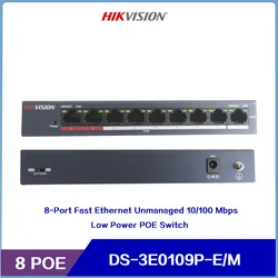 HIKVISION DS-3E0109P-E/M 8-portowy Fast Ethernet niezarządzany 10/100 Mb/s niski pobór mocy przełącznik POE