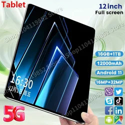 2024 Original Tablet Android 12000mAh Global Version 16GB Ram 1TB Rom New Network 12inch 10 Core Android 13.0 Wifi Tablet PC