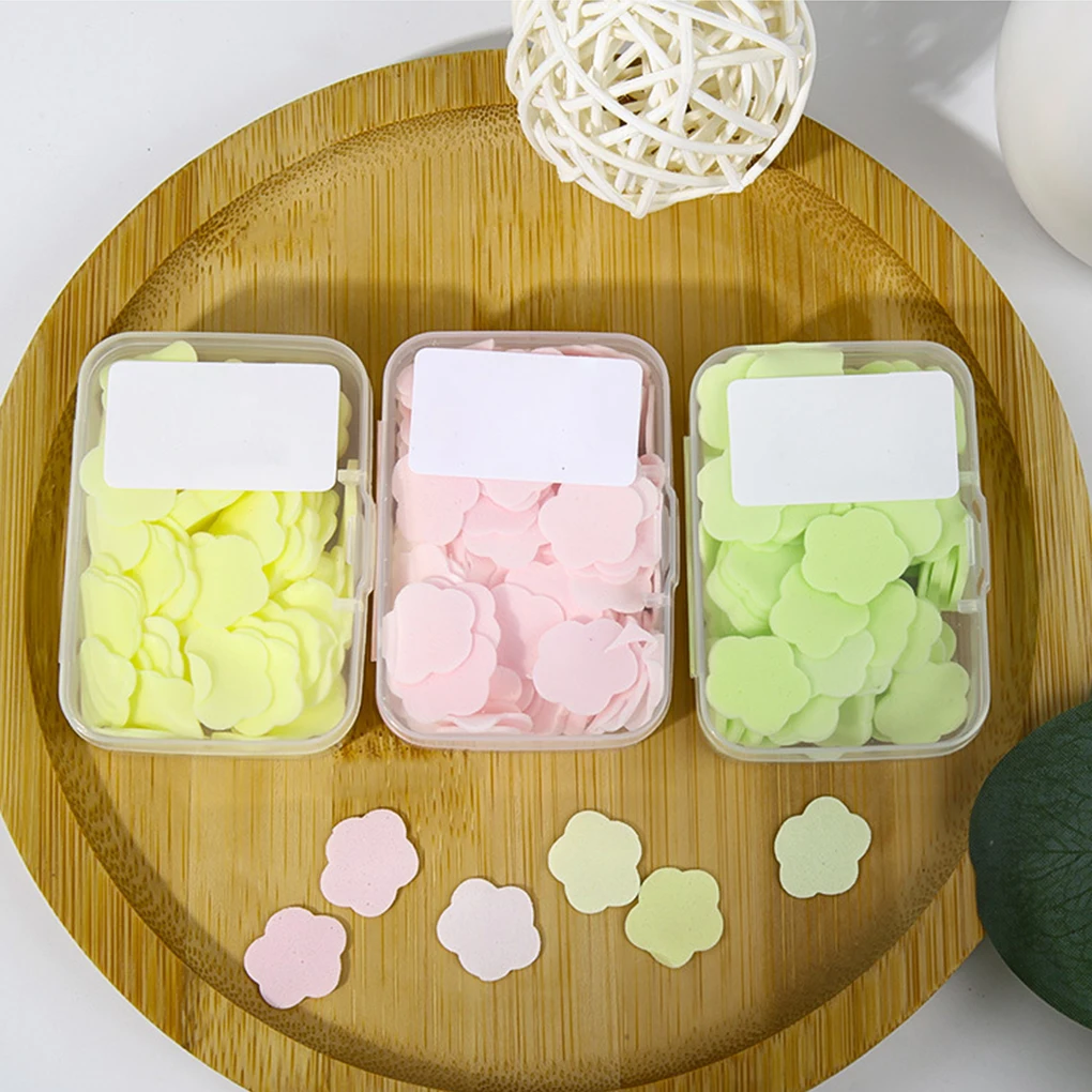 Soap Paper Hand Disposable Washing Scented Sheets Travel Portable Cleaning Slice Flowers Shape Outdoors Bath Pink