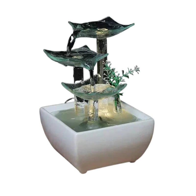 Desktop Water Ornaments Usb Mini Fountain Ceramic Glass Porch Bedroom Small Circulating Water Creative Decoration