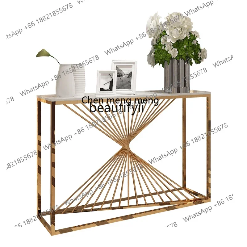FEuropean light luxury marble end view table Nordic entrance hall stainless steel entrance table Studio entrance table R