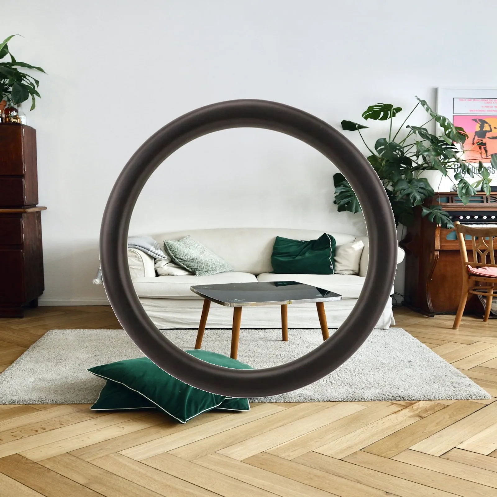 Matte Black Resin Circular Band Ornament Minimalist Open Circular Band Table Decor Modern Geometric Table Decor for Office,
