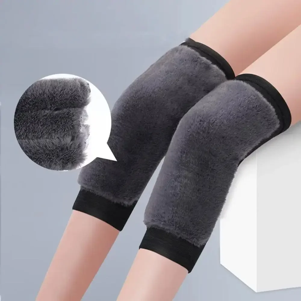 Women Men Cold Leg Arthritis Kneepad Sports Cycling Skiiing Leg Protector 1 Pair Winter Warm Knee Pads Rabbit Fur Leg Warmers