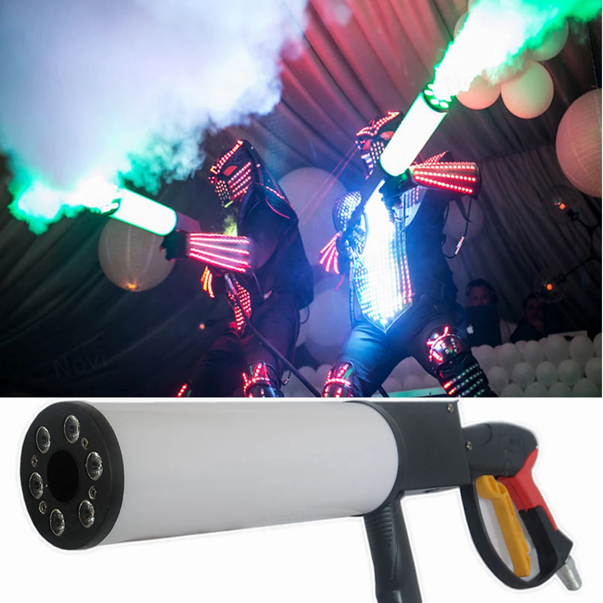 colorido co2 jet air coluna arma led handheld dioxido de carbono gas smoke fog machine festa casamento palco dj disco desempenho 01