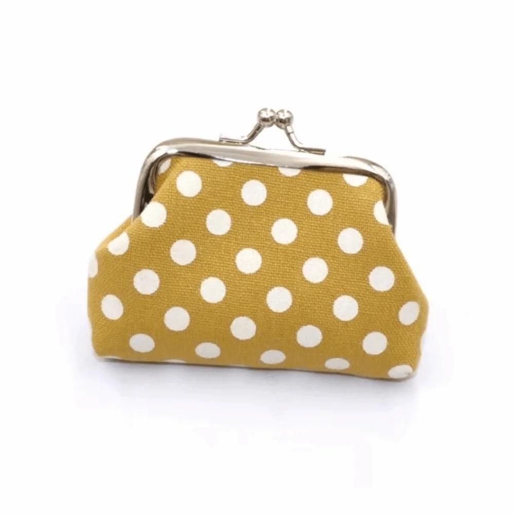 Kiss Lock Closure Polka Dot Coin Purse Square Shape Compact Kiss Lock Coin Purse Lightweight Multifunctional