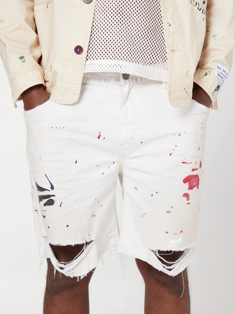 

Мужские повседневные шорты с ручной росписью и принтом, 5-дюймовые, для молодежи, модные, летние, износостойкие