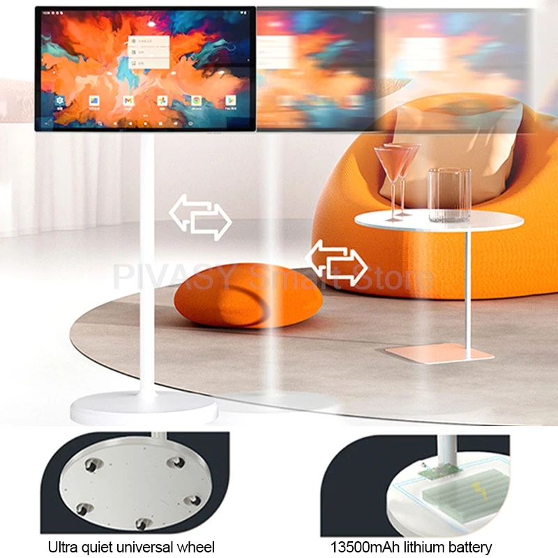 13000 mAh Grote lange batterij-power touchscreen Android 12 Smart TV 4 + 64G BFF-apparaat Draaibare beweegbare monitor voor buiten Live