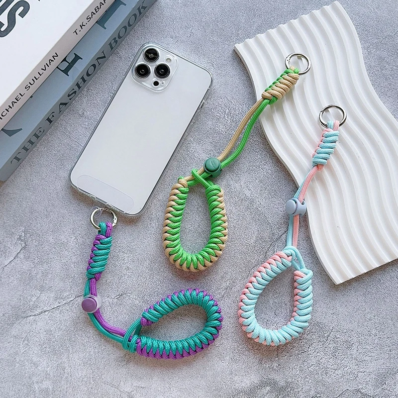 1PC Universal Phone Case DIY Mobile Phone Lanyard Anti-lost Strap Minimalist Style Short Braided Rope Wrist Keychain Pendant