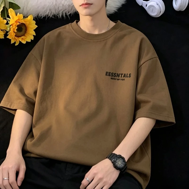 Nouveau style 2026 – T-shirt américain à manches courtes pour homme, style Hong Kong, simple, ample 