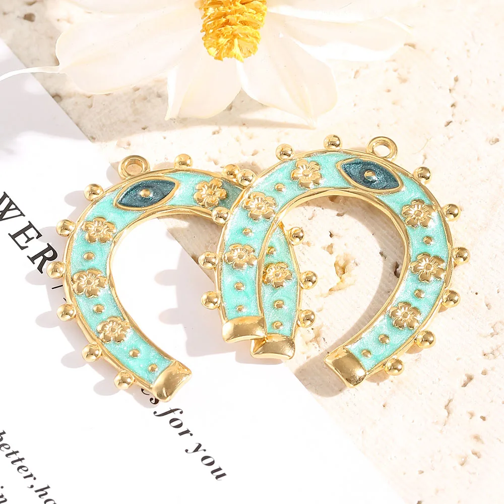 

1 шт., подвеска от сглаза из нержавеющей стали с эмалью, большой размер, подвески для DIY, ожерелье, серьги, изготовление ювелирных изделий, оптовая продажа, розничная поставка