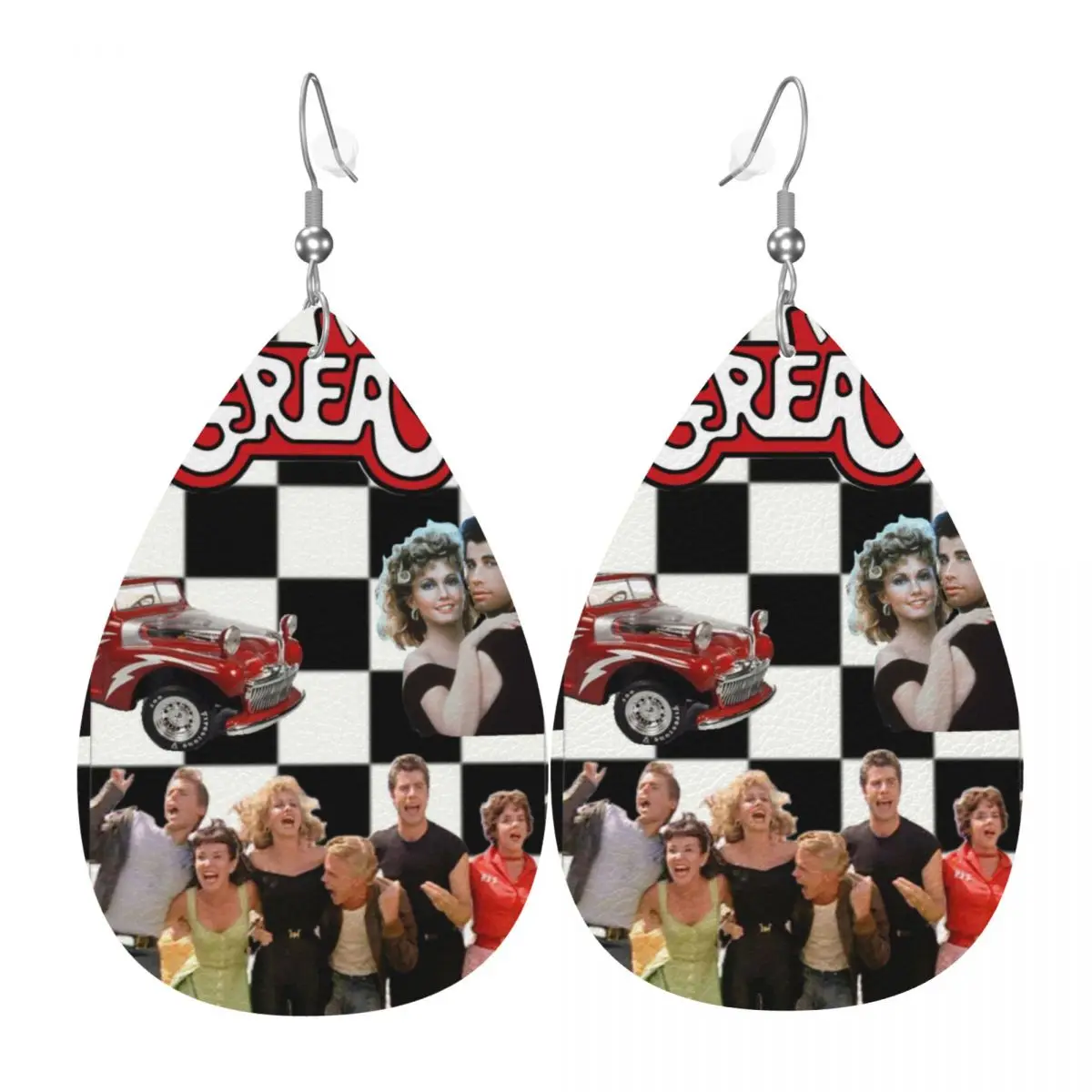 

Custom Movie Character Grease PVC Leather Earrings Dangle Earrings Jewelry For Women For Wife Mother Gift