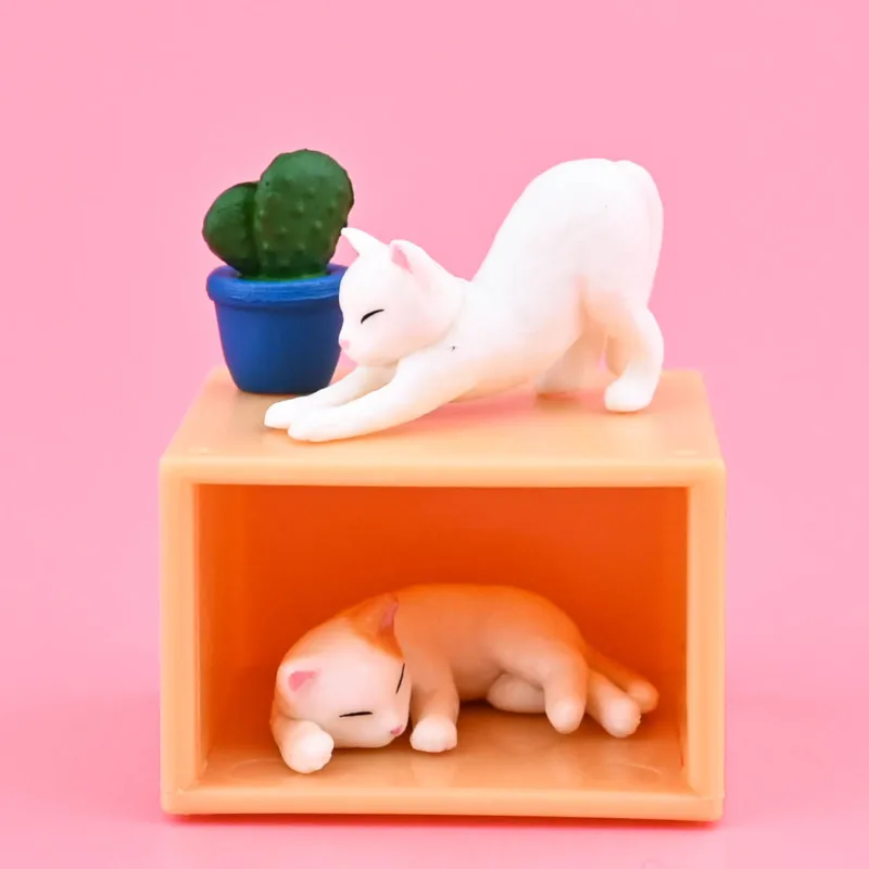 EPOCH-juguetes de cápsula Gashapon originales, figura de perro británico Shorthair Kittly Gaffey, lindos estantes en miniatura Kwaii con Gato