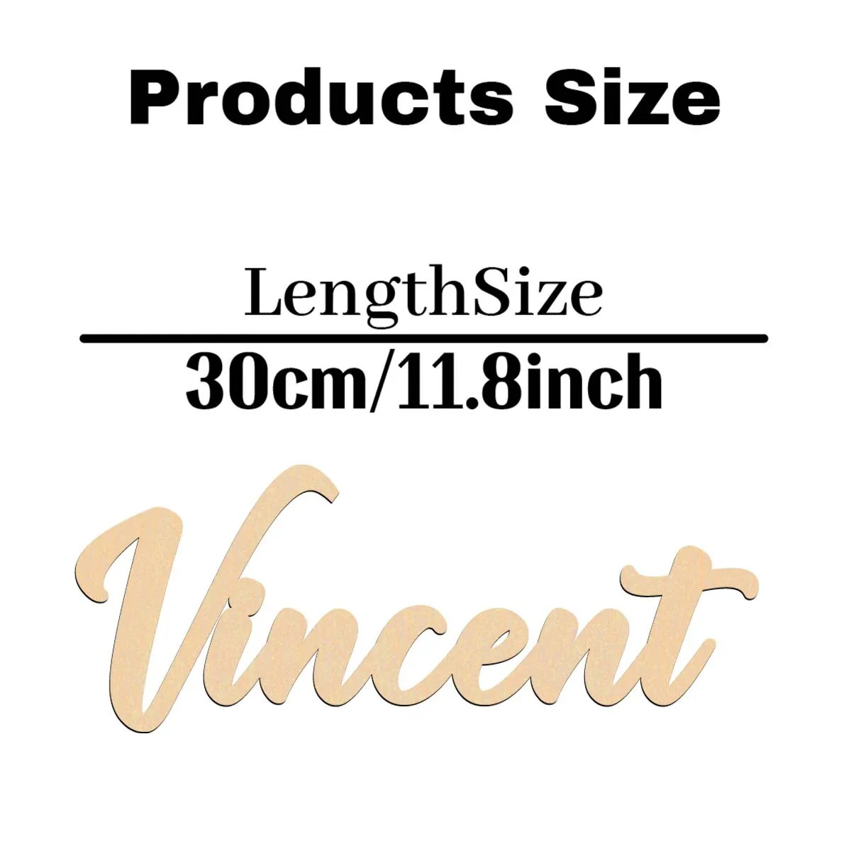 1 PC pretty vincent example custom Name Wooden Plaque Wood Material Laser-Cut Sign Handcrafted with Elegant Cursive Lettering