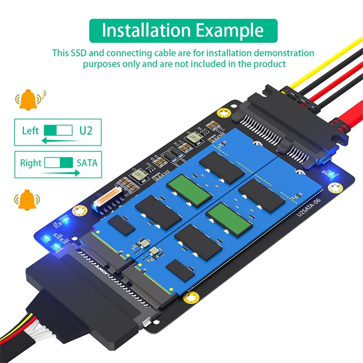 ABSY 2 في 1 كومبو M.2(NGFF) NVME PCI-E SSD إلى U.2 SFF-8639 & M.2(NGFF) SATA SSD إلى محول SATA