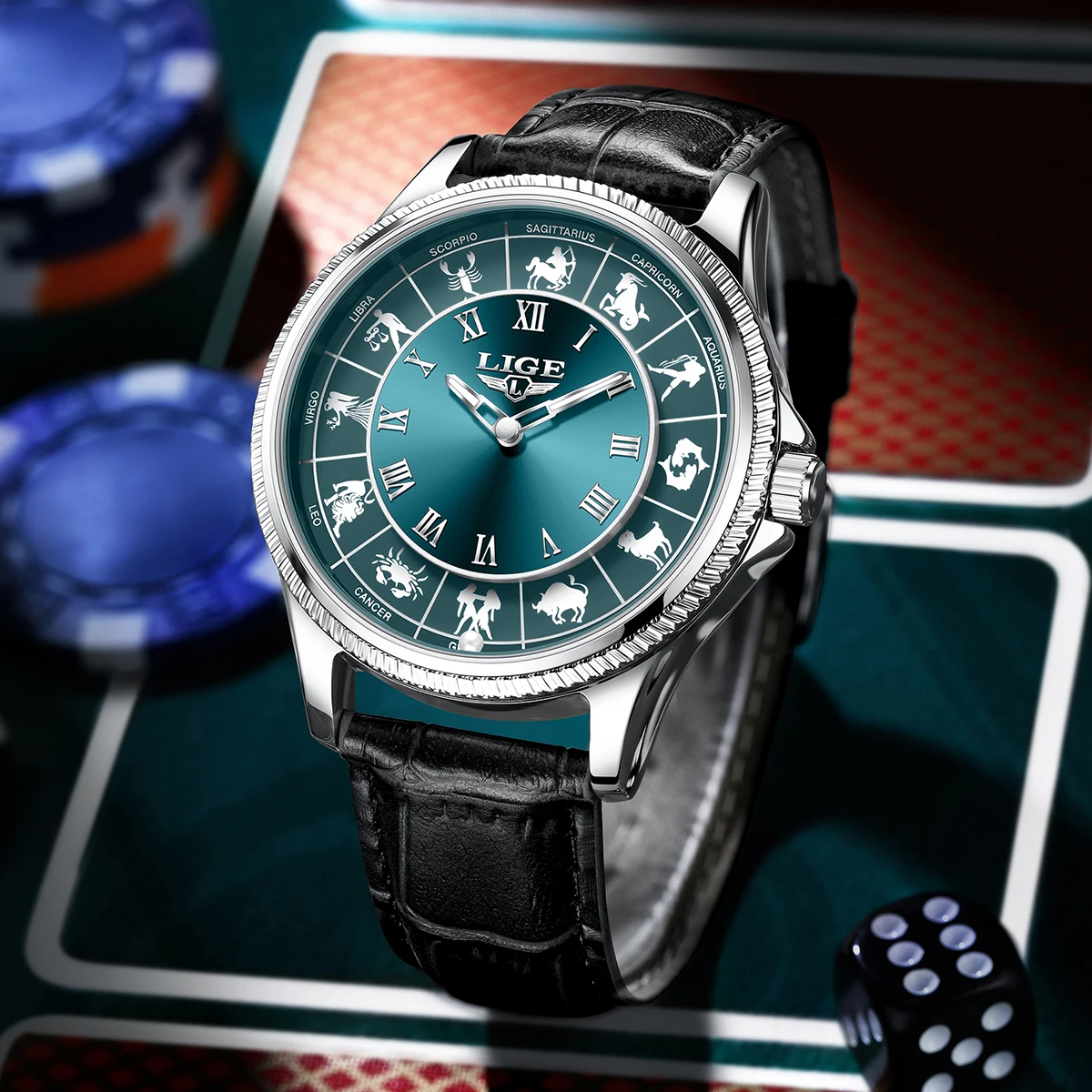 LIGE Fashion Watch Men Constellation Luxury Quartz Wristwatch 30M Waterproof Luminous Creative Gifts For Mens Watches Reloj