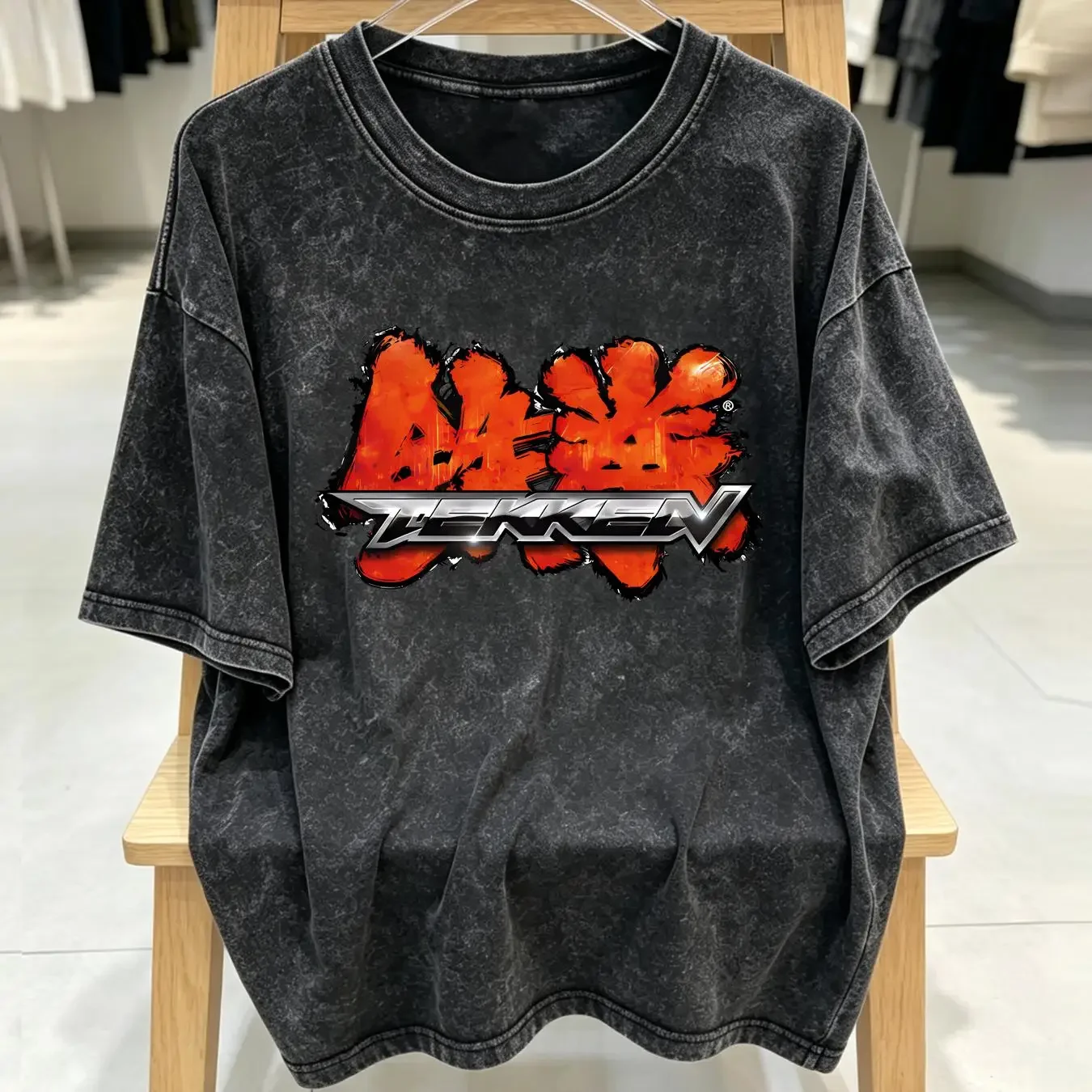 washed T Shirt New Retro Vintage Tekken Men's S 3XL Assorted Colors vintage Washed Stretched Comfortable streetwear Unisex