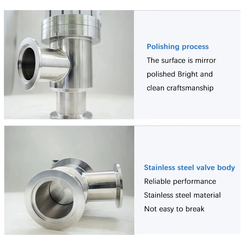 هوائي عالي فراغ يربك صمام 304 الفولاذ المقاوم للصدأ GDQ-J-KF صمام زاوية L نوع صمام التثبيت السريع