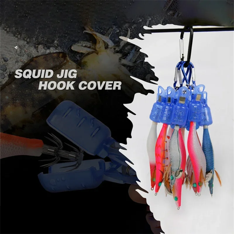 1 Set Eging EGI Squid Jig Hook Cover Octopus Cuttlefish Hook Safety Jigs Lure Covers Wood Shrimp Umbrella Hooks Protective