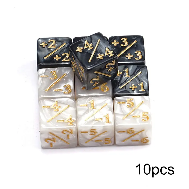 10 قطعة 16 مللي متر 6 عدادات النرد الجانبية + 1/-1 النرد لعبة أطفال العد النرد ل MTG بطاقة التجمع رمز الألعاب والنرد الولاء #4