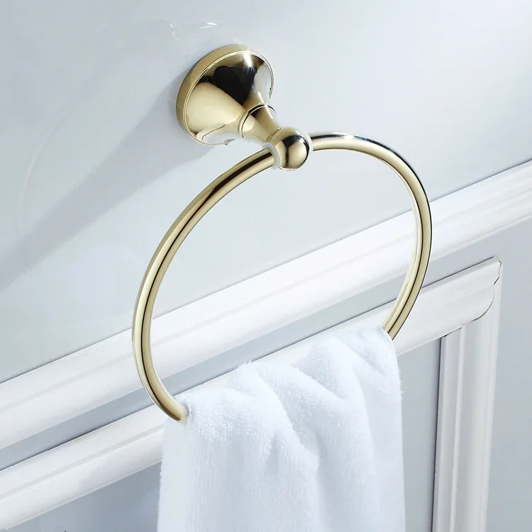 Antique Gold Plated Towel Rings Polished Towel Rack Brass Wall Mounted Bathroom Accessories Towel Hangers Tg74