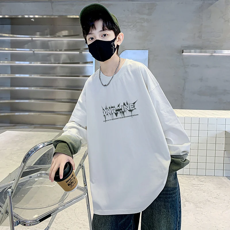 New Design Ukraine Kids Long Sleeve T-shirt for Boys Casual Cotton Tshirt Outfit Children Loose Fit Spring Autumn Tee Tops 5-14Y