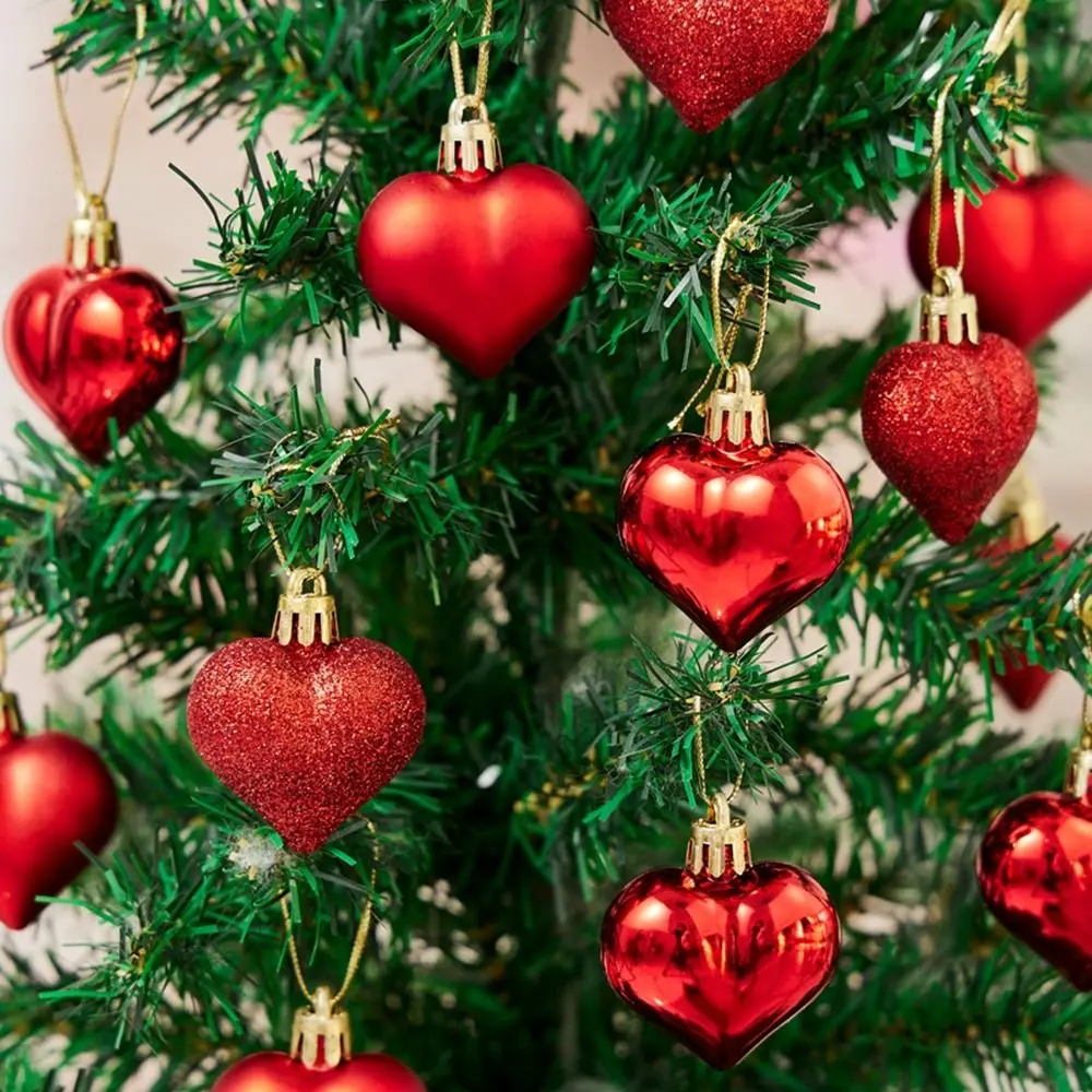 

12Pcs/set Special-shaped Heart Ball Pendant Electroplated DIY Christmas Tree Wreath Ornament 3D Love Heart Pendant Wedding