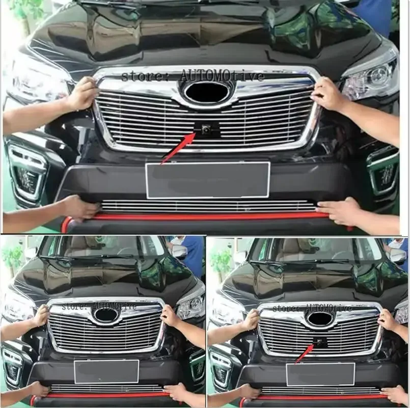 Front Center Grill Grid Grille Cover Trim Stainless Steel 304 For Subaru Forester 2019 2020 2021 2022 2023 2024 2025