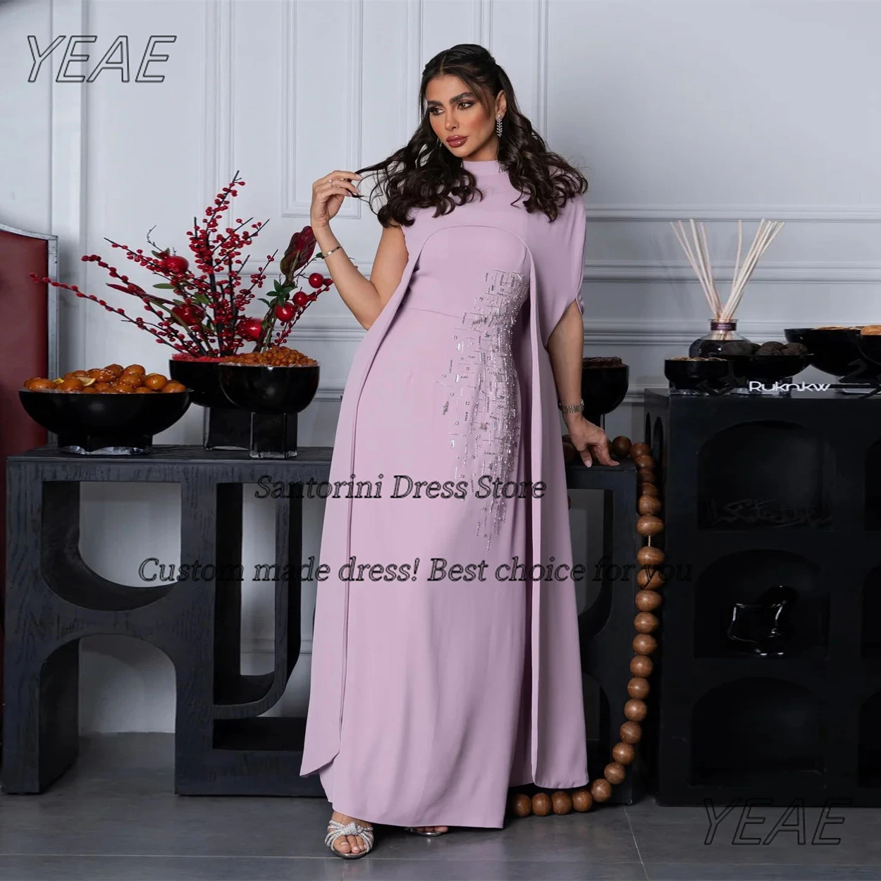 

Санторини Vestidos Largos De Gala Noche Длинные шали с высоким воротником Платья для выпускного вечера Индивидуальное вечернее платье для особых случаев