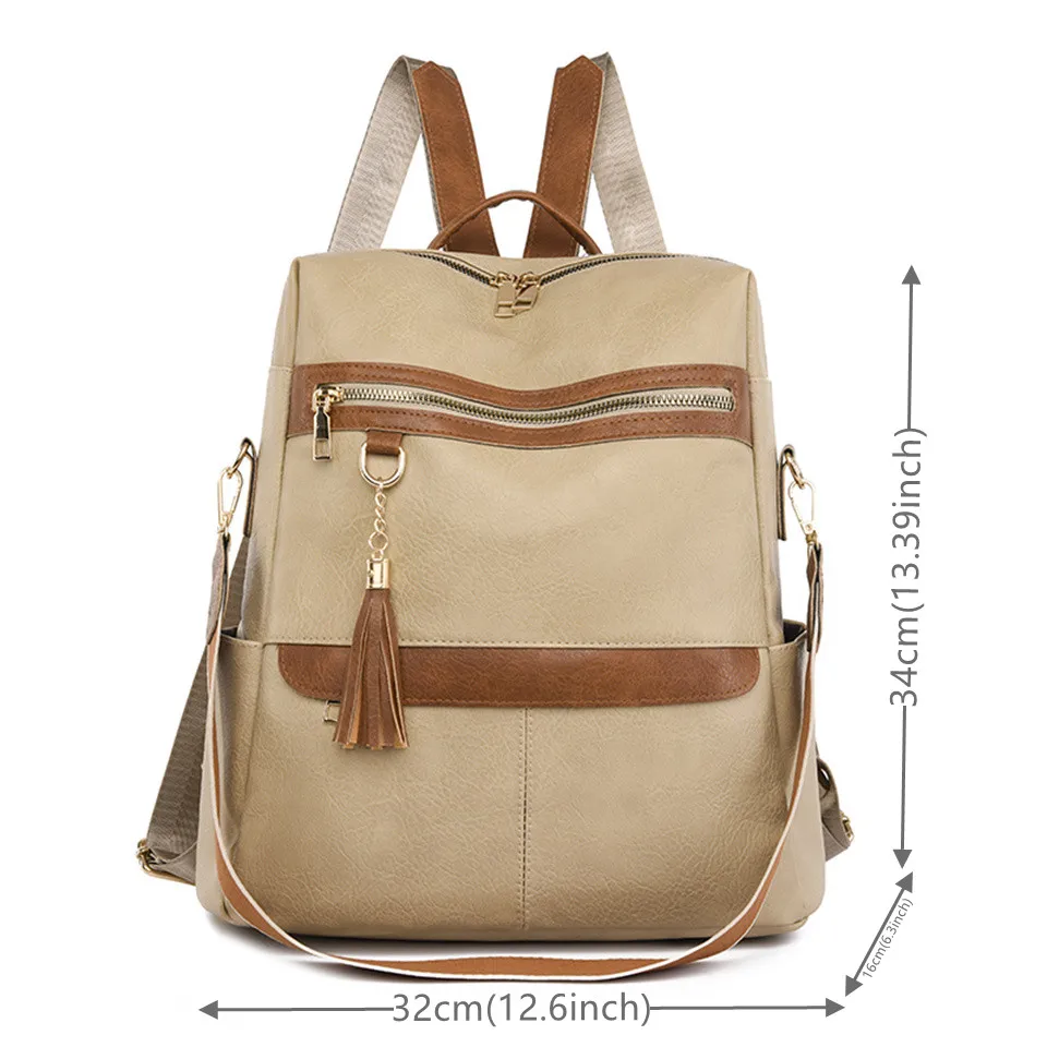 Women Vintage Backpack High Quality Leather Chest Female Casual School Shoulder Zipper Bags For Girls Travel Backbag Mochila