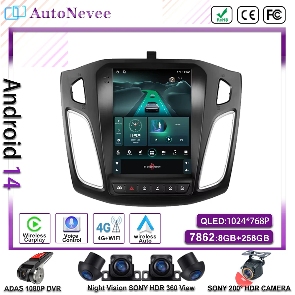 

Android 14 Car 9.7 inch For Ford Focus 3 Mk 3 2011-2012 Auto Radio GPS Navigation Stereo Head Unit Touch Screen Dash Cam DVD