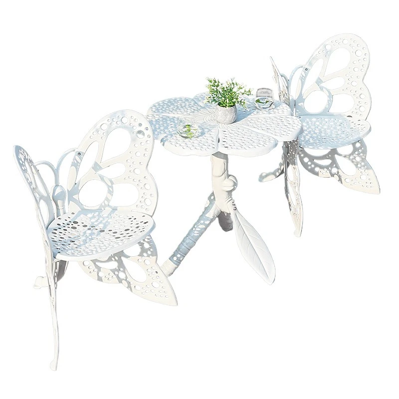 

chair coffee table combination creative leisure courtyard villa terrace outdoor furniture white cast aluminum butterfly chair