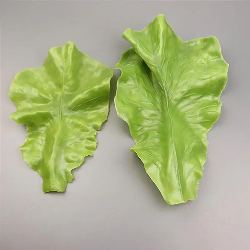 6pcs Artificial Vegetable Lettuce Leaf Simulation Lettuce Leaves Fake Lifelike Vegetable Model Decor Lettuce Leaf Ornament