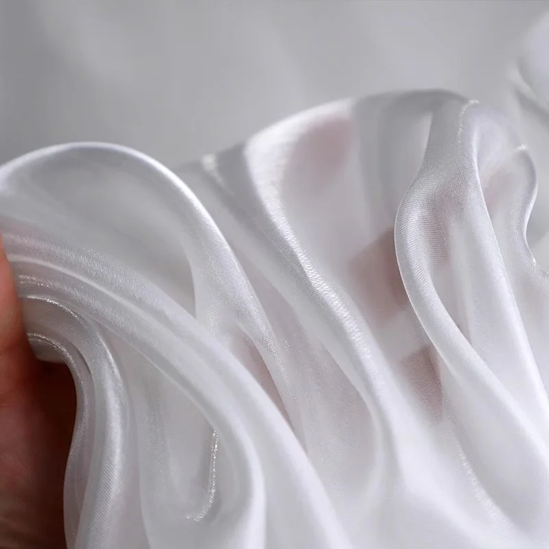 

White soft organza glossy fabric sewn dress shirtevening gown wedding dress fabrics for sewing DIY Wedding Background Decoration